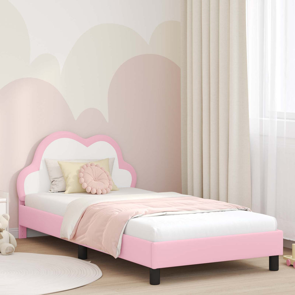 vidaXL Łóżko Dziecięce z Ramą i Zagłówkiem różowy 90 x 190 cm PU
