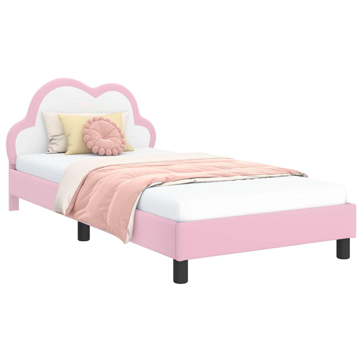 vidaXL Łóżko Dziecięce z Ramą i Zagłówkiem różowy 90 x 190 cm PU