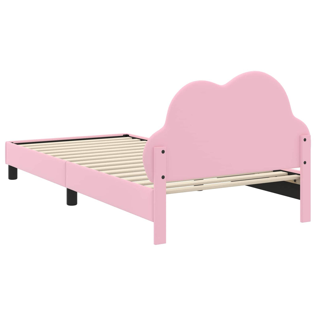 vidaXL Łóżko Dziecięce z Ramą i Zagłówkiem różowy 90 x 190 cm PU