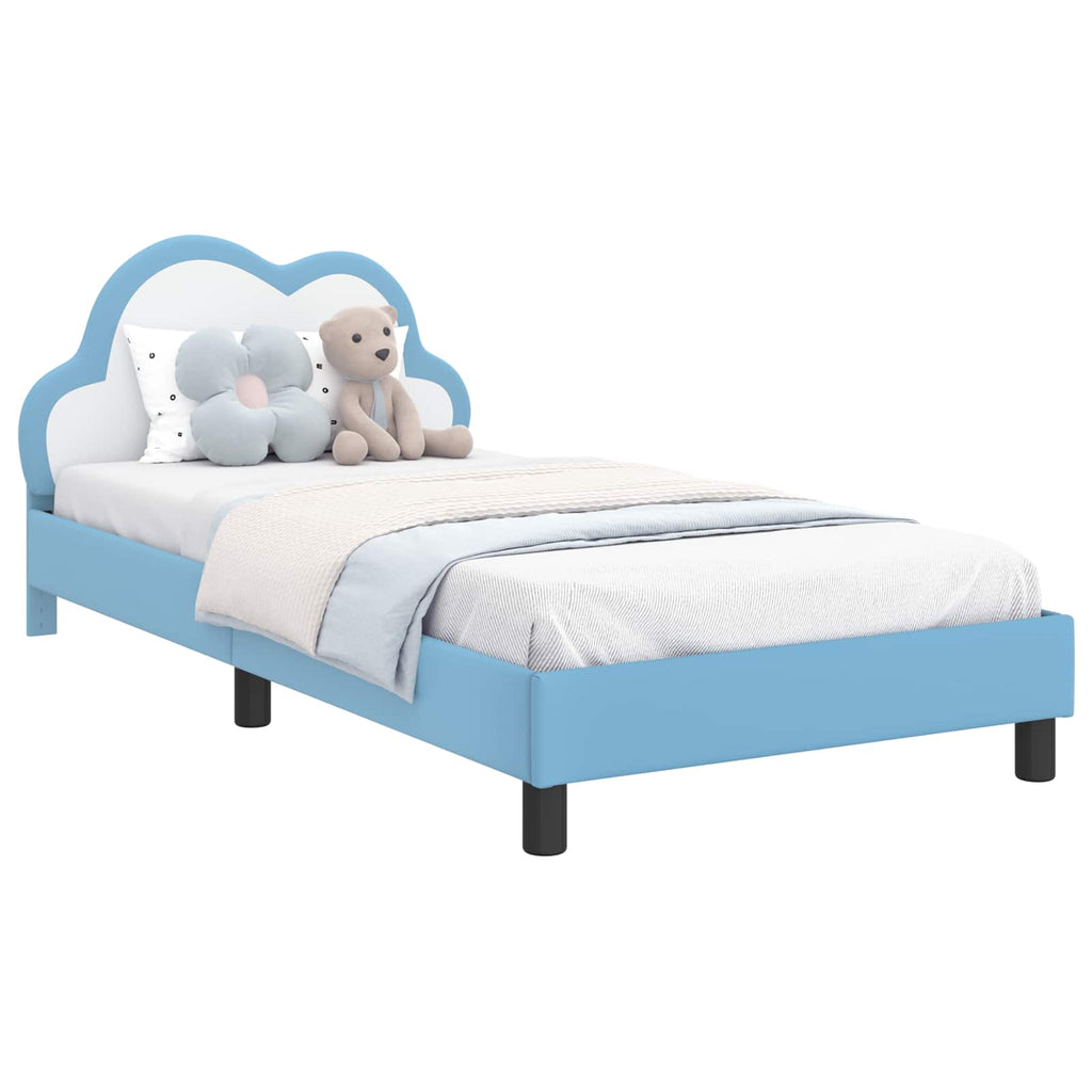 vidaXL Łóżko Dziecięce z Ramą i Zagłówkiem niebieski 90 x 190 cm PU