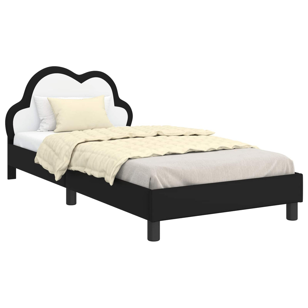 vidaXL Łóżko Dziecięce z Ramą i Zagłówkiem Czarny 90 x 190 cm PU