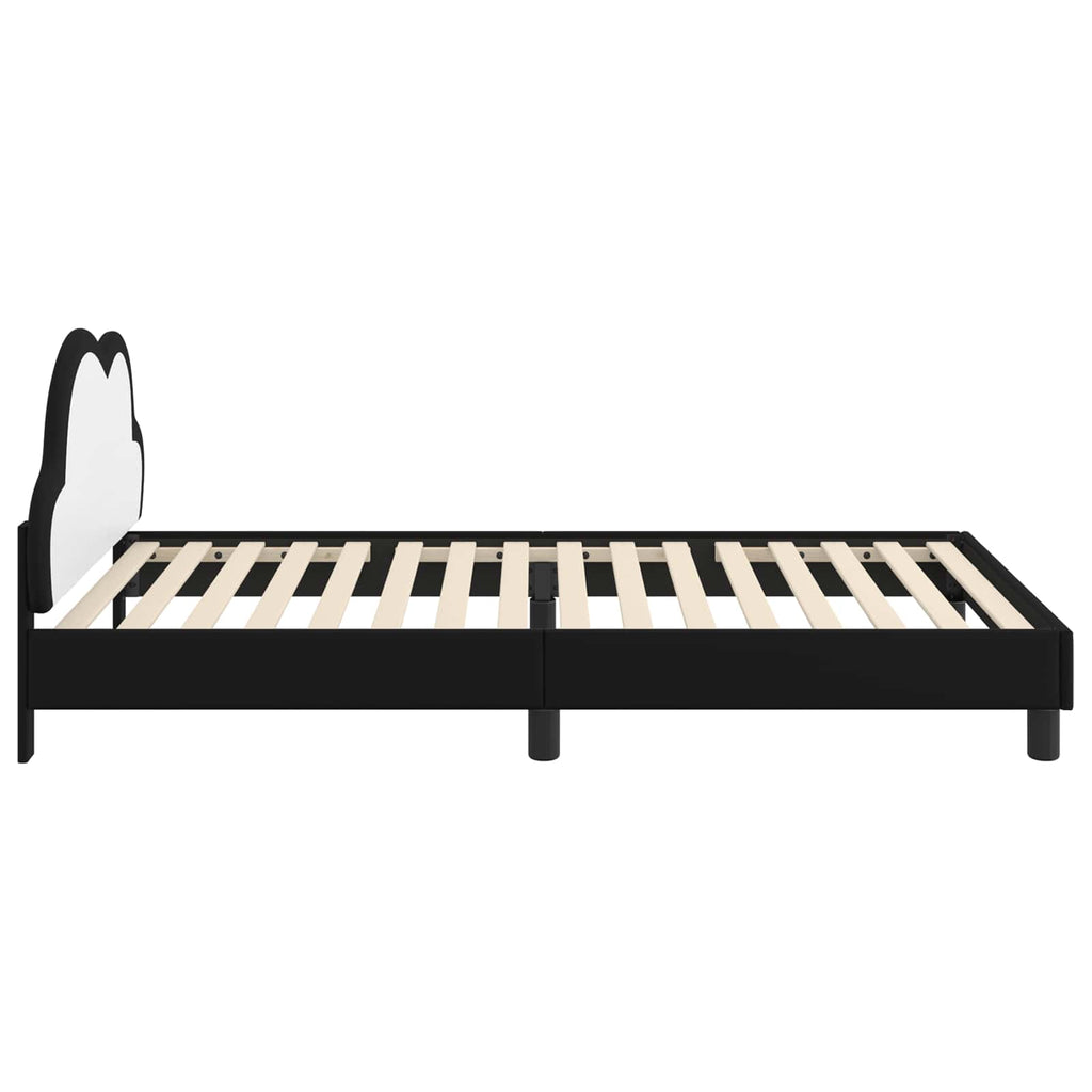 vidaXL Łóżko Dziecięce z Ramą i Zagłówkiem Czarny 90 x 190 cm PU