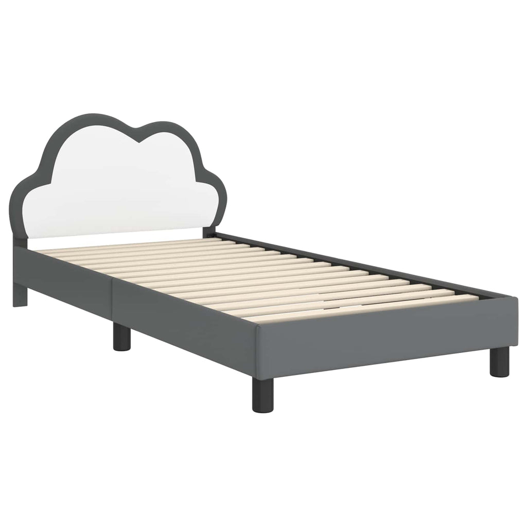 vidaXL Łóżko Dziecięce z Ramą i Zagłówkiem jasnoszary 90 x 200 cm PU