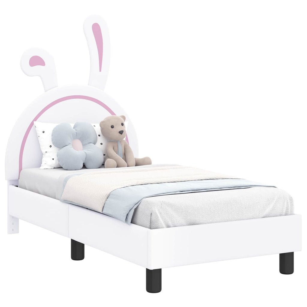 vidaXL Stelaż łóżka dla malucha z oparciem Biały 70 x 140 cm PU