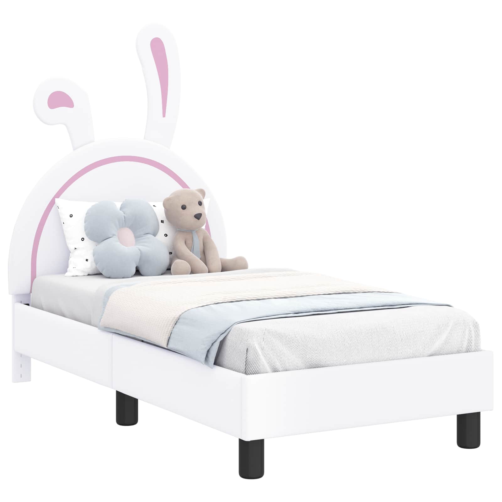 vidaXL Stelaż łóżka dla malucha z oparciem Biały 70 x 140 cm PU