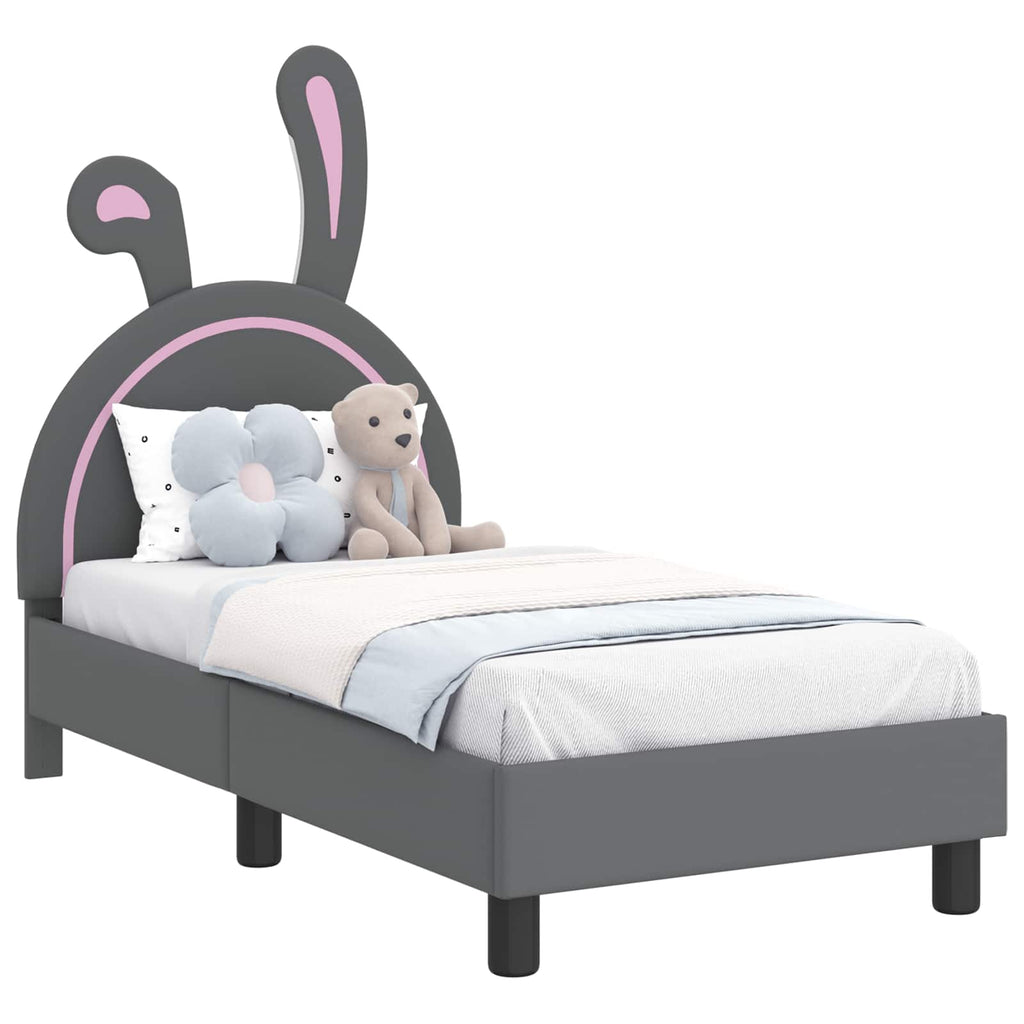 vidaXL Stelaż łóżka dla malucha z oparciem jasnoszary 70 x 140 cm PU
