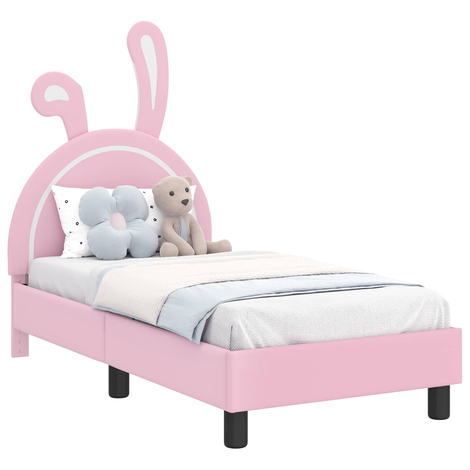 vidaXL Stelaż łóżka dla malucha z oparciem różowy 70 x 140 cm PU