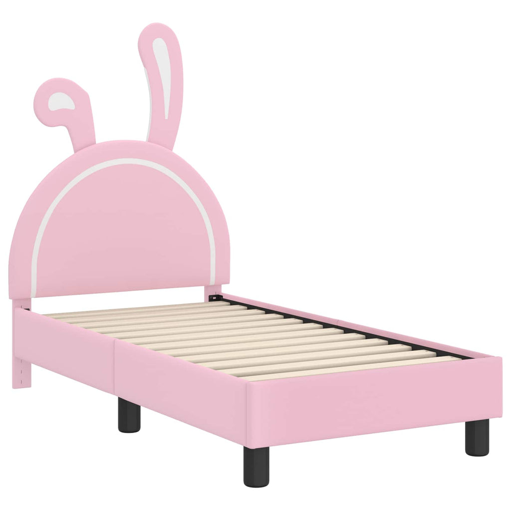 vidaXL Stelaż łóżka dla malucha z oparciem różowy 70 x 140 cm PU