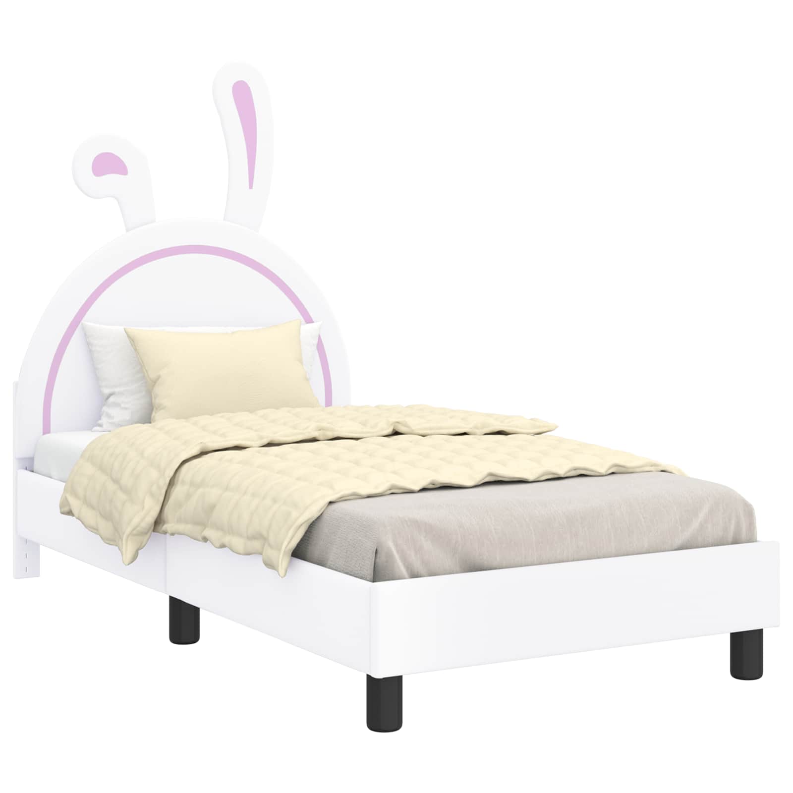 vidaXL Łóżko Dziecięce z Ramą i Zagłówkiem Biały 80 x 160 cm PU