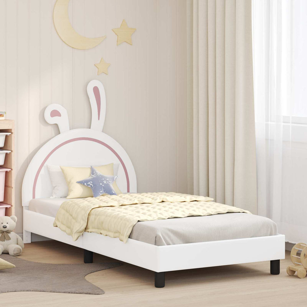vidaXL Łóżko Dziecięce z Ramą i Zagłówkiem Biały 80 x 200 cm PU
