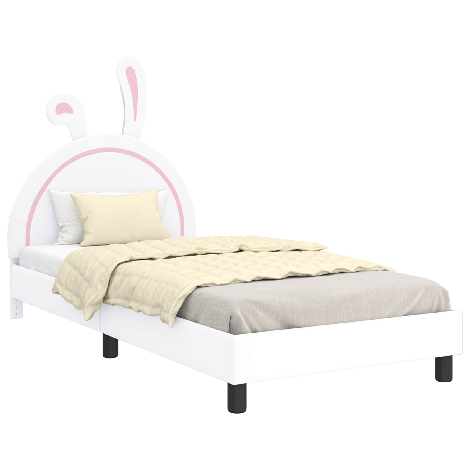 vidaXL Łóżko Dziecięce z Ramą i Zagłówkiem Biały 80 x 200 cm PU
