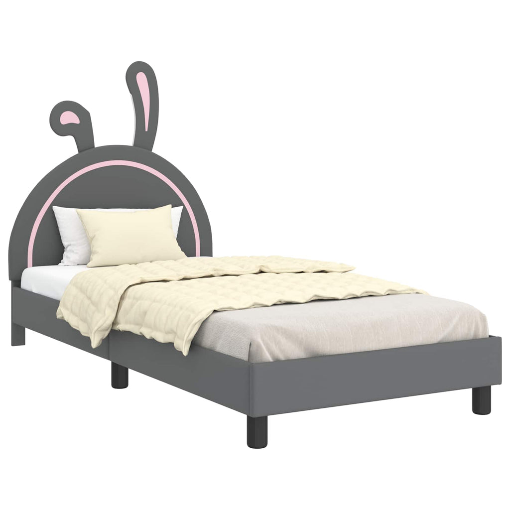 vidaXL Łóżko Dziecięce z Ramą i Zagłówkiem jasnoszary 90 x 190 cm PU