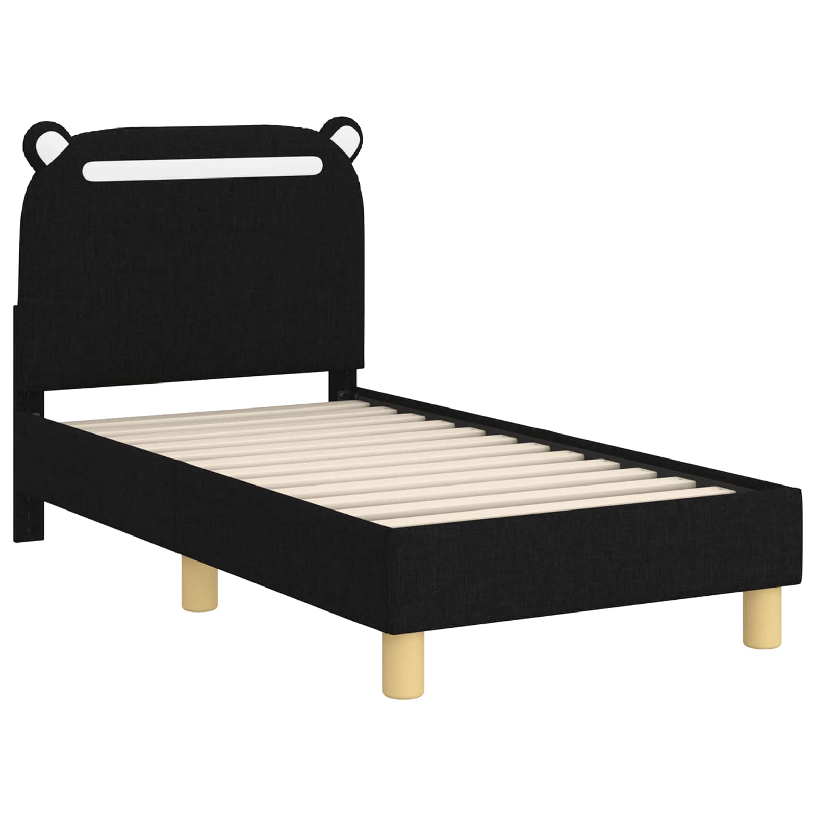 vidaXL Stelaż łóżka dla malucha z oparciem Czarny 70 x 140 cm tkanina
