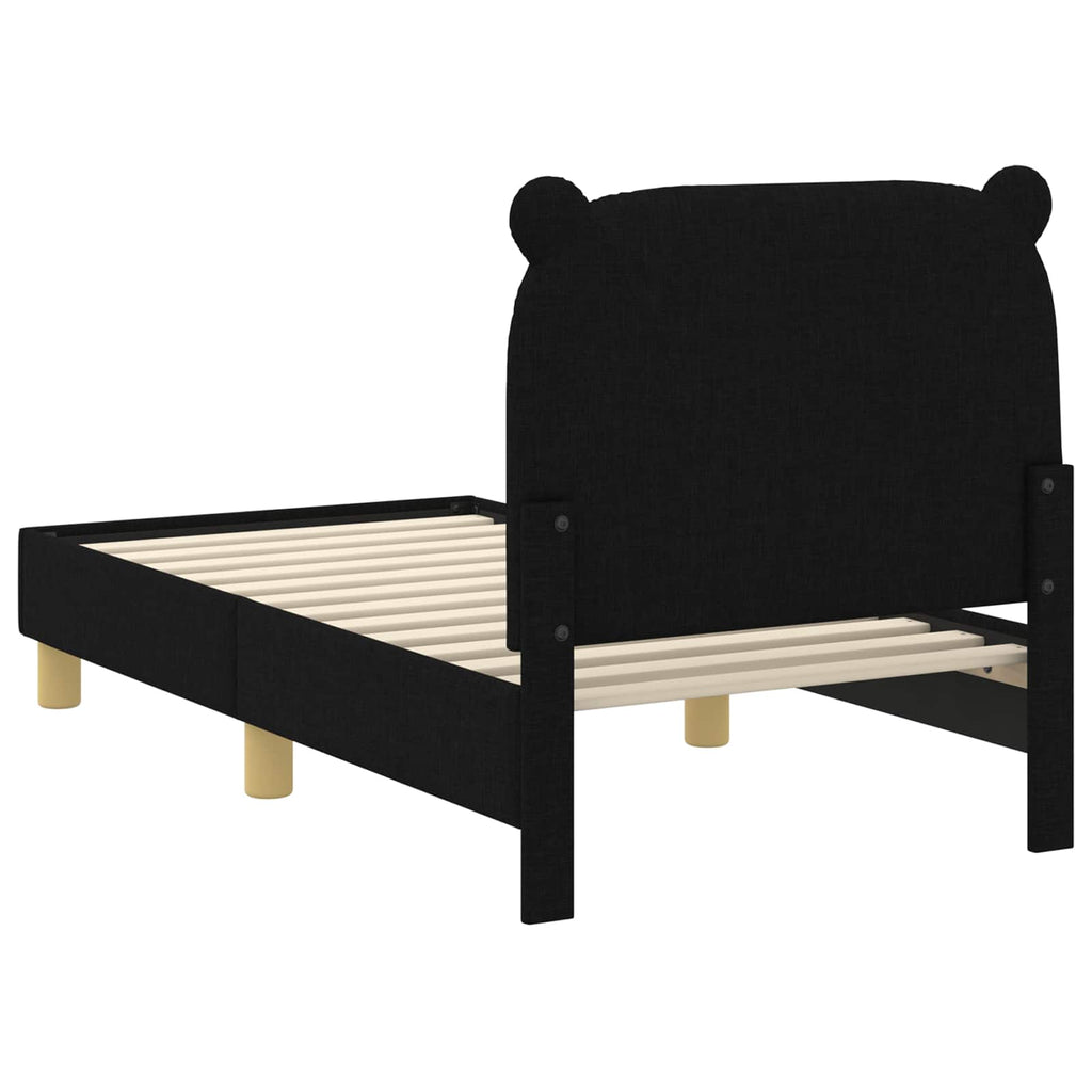 vidaXL Stelaż łóżka dla malucha z oparciem Czarny 70 x 140 cm tkanina