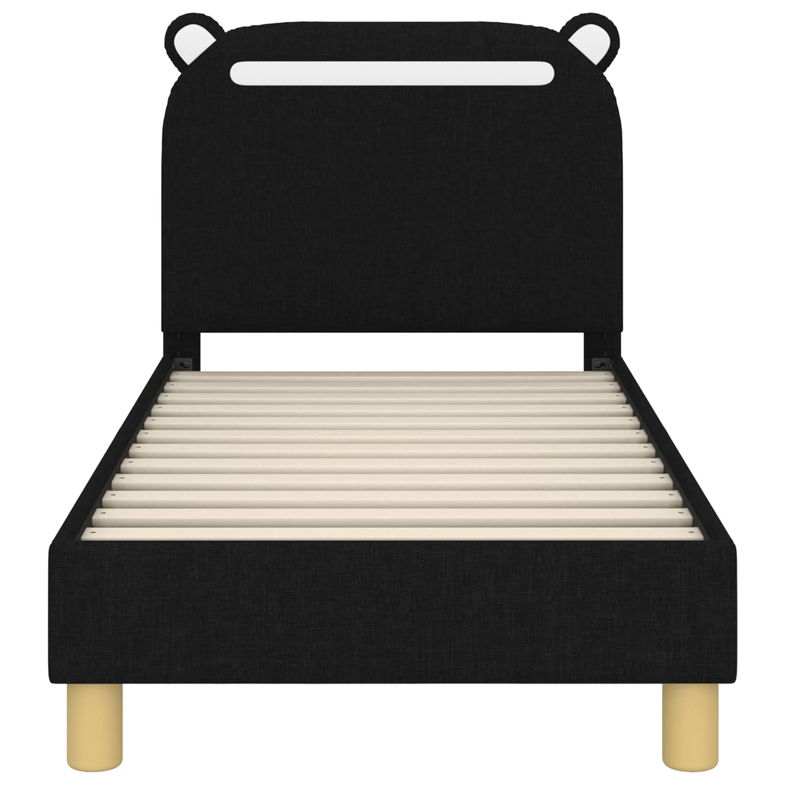 vidaXL Stelaż łóżka dla malucha z oparciem Czarny 70 x 140 cm tkanina