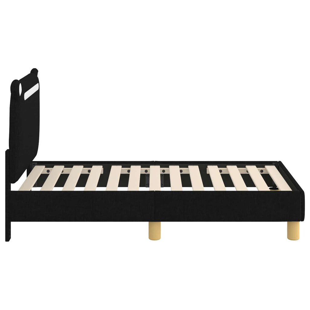 vidaXL Stelaż łóżka dla malucha z oparciem Czarny 70 x 140 cm tkanina