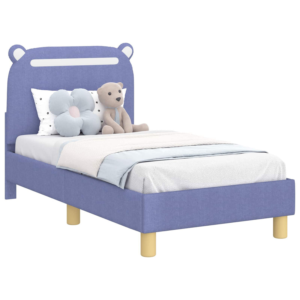 vidaXL Stelaż łóżka dla malucha z oparciem Niebieski dżins 70 x 140 cm