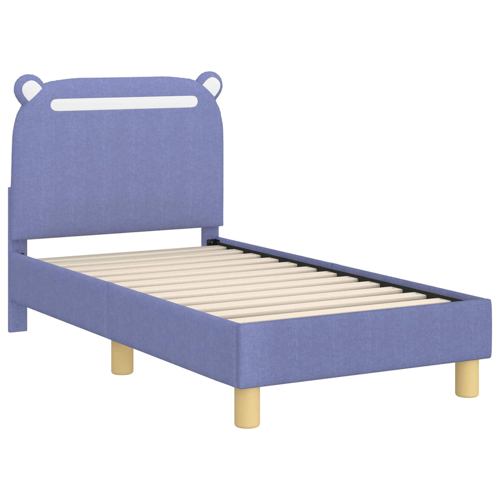 vidaXL Stelaż łóżka dla malucha z oparciem Niebieski dżins 70 x 140 cm