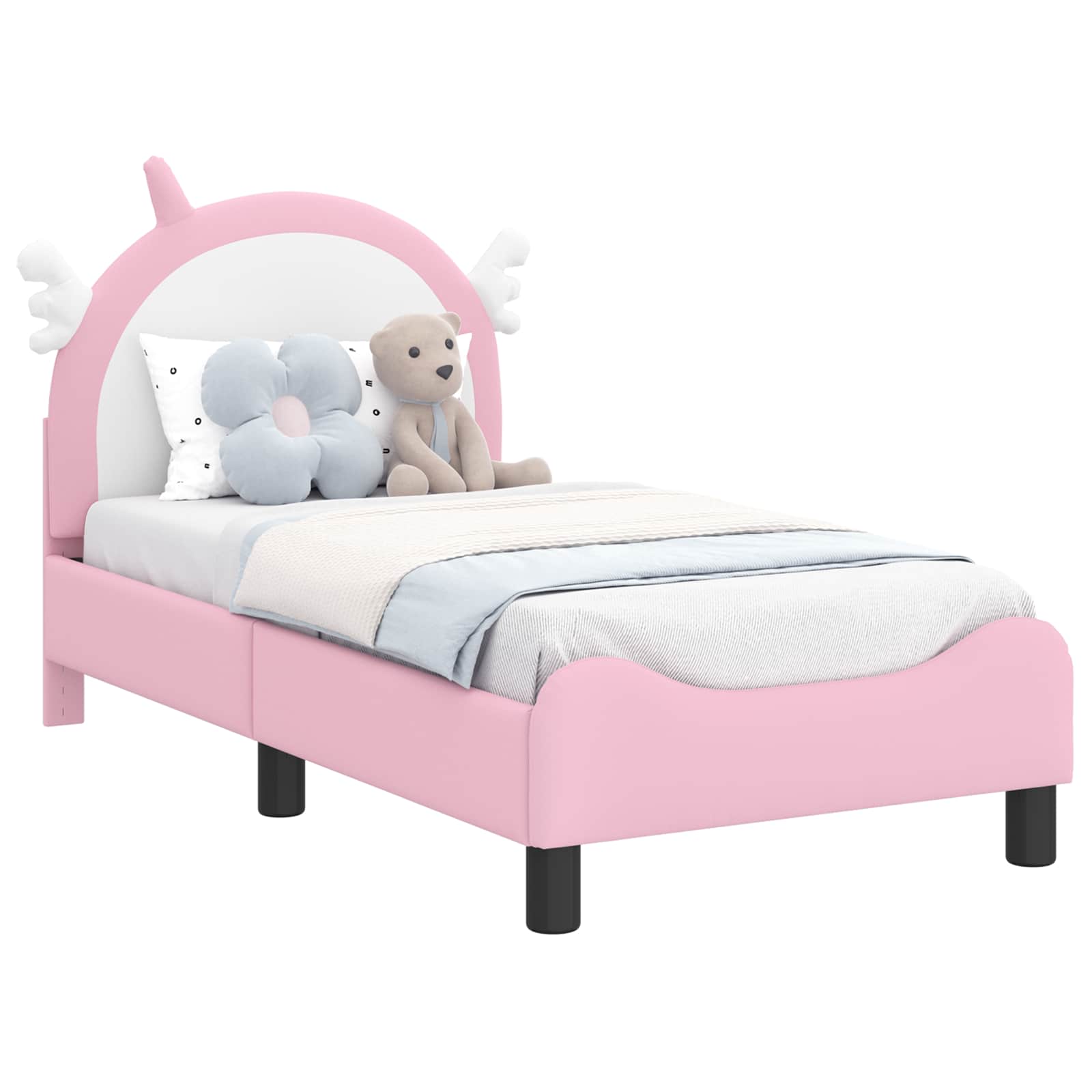 vidaXL Stelaż łóżka dla malucha z oparciem różowy 70 x 140 cm PU