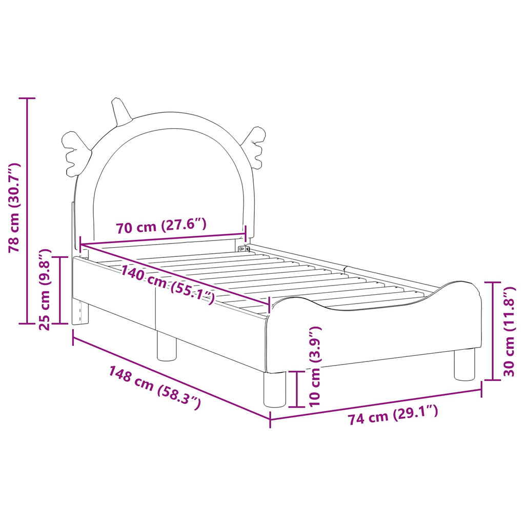 vidaXL Stelaż łóżka dla malucha z oparciem różowy 70 x 140 cm PU