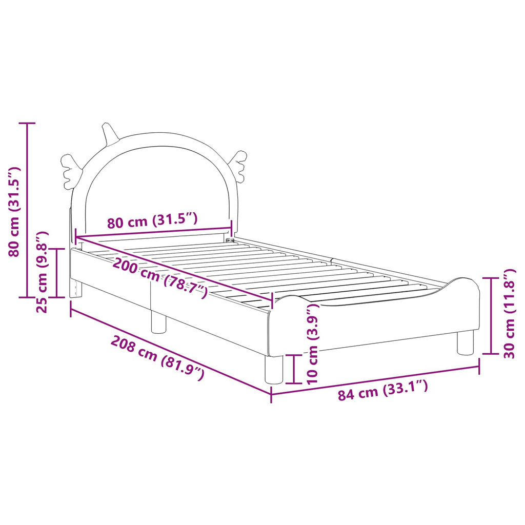 vidaXL Łóżko Dziecięce z Ramą i Zagłówkiem różowy 80 x 200 cm PU