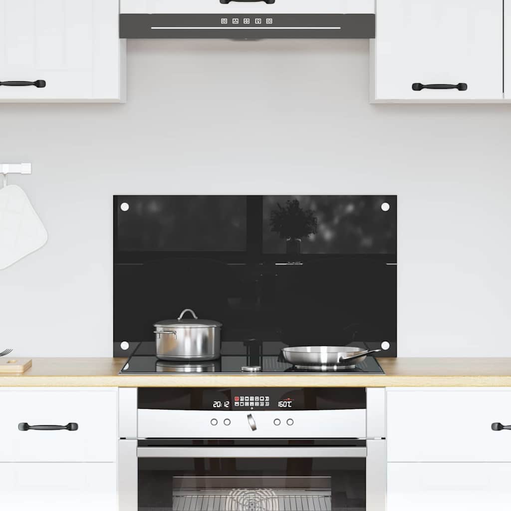 vidaXL Panel kuchenny Czarny 70 x 40 cm szkło hartowane