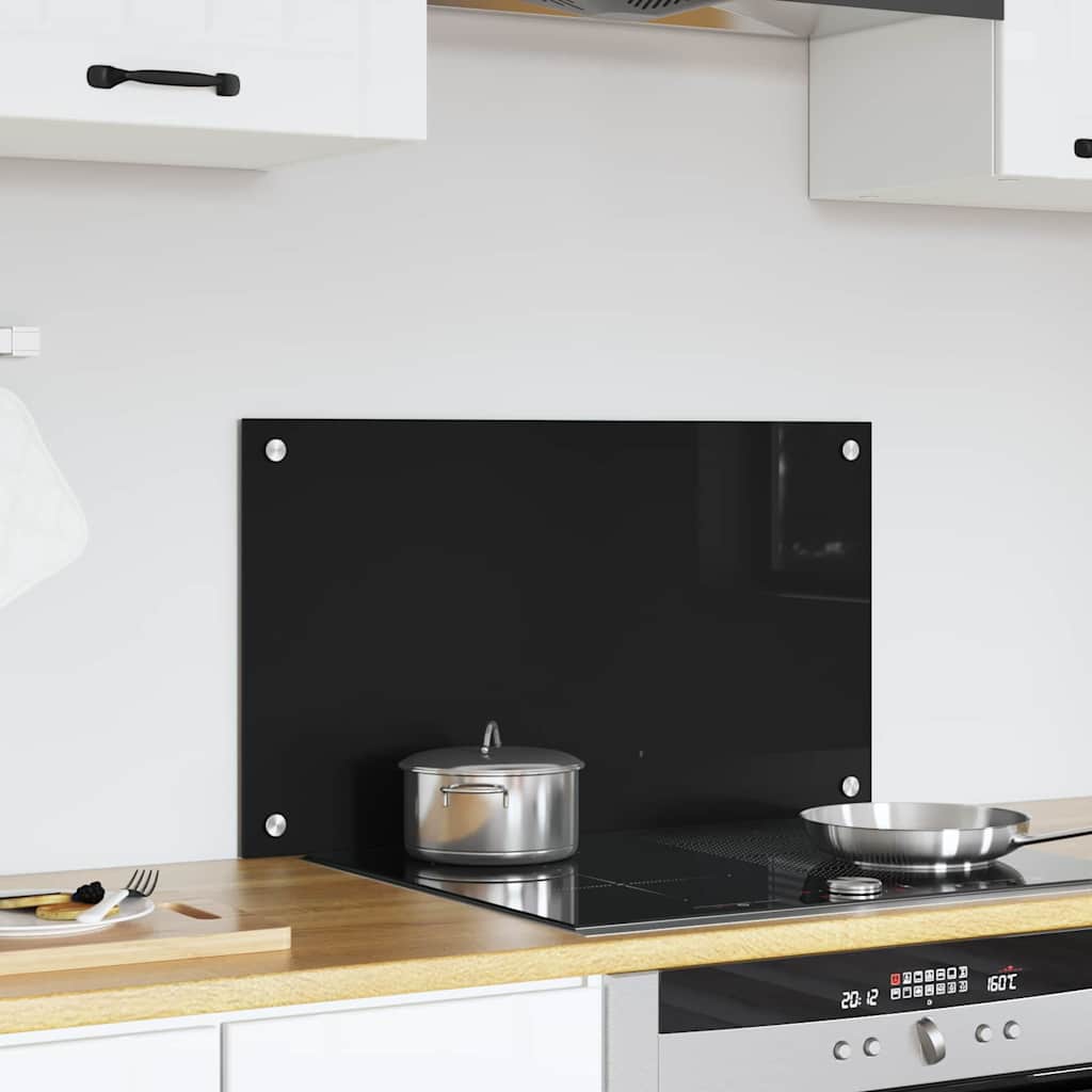 vidaXL Panel kuchenny Czarny 70 x 40 cm szkło hartowane