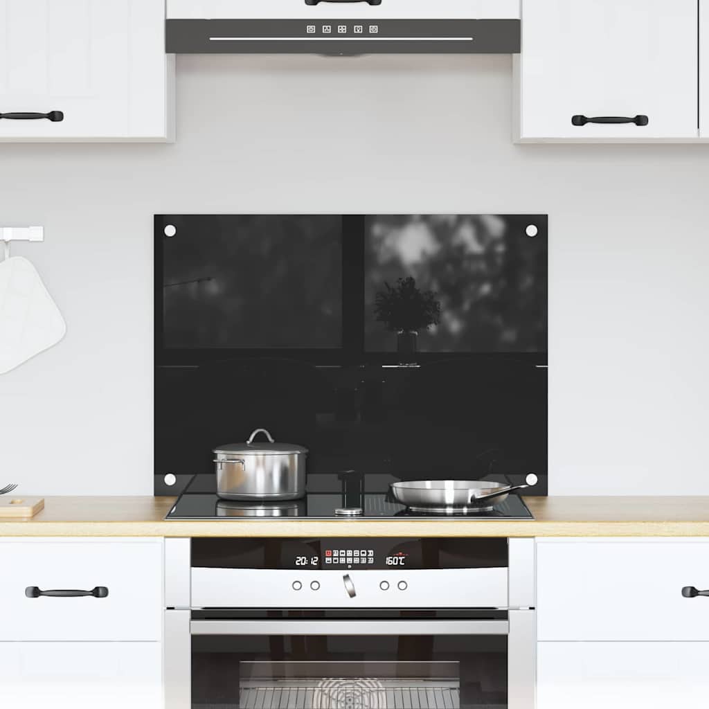 vidaXL Panel kuchenny Czarny 70 x 50 cm szkło hartowane