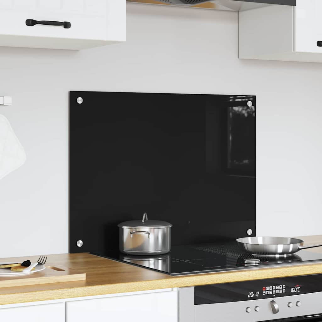 vidaXL Panel kuchenny Czarny 70 x 50 cm szkło hartowane