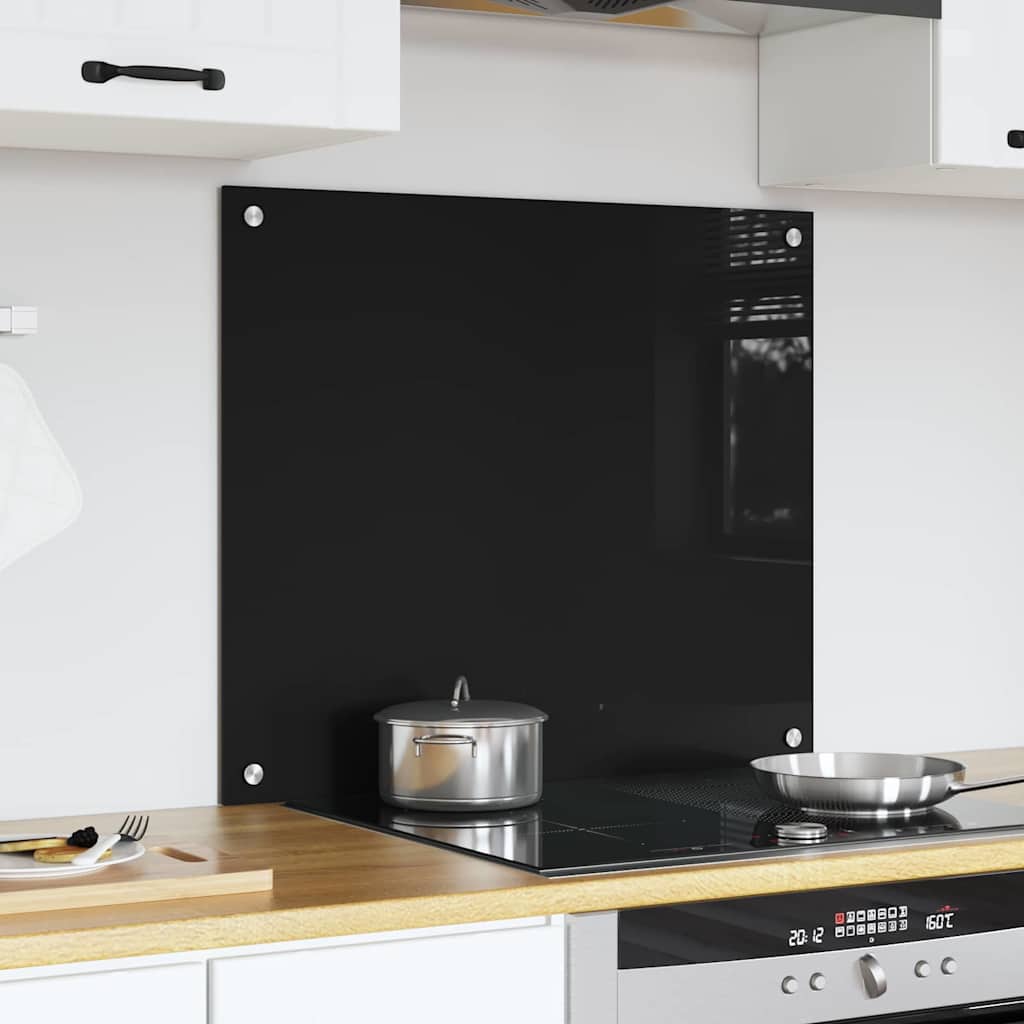vidaXL Panel kuchenny Czarny 70 x 60 cm szkło hartowane