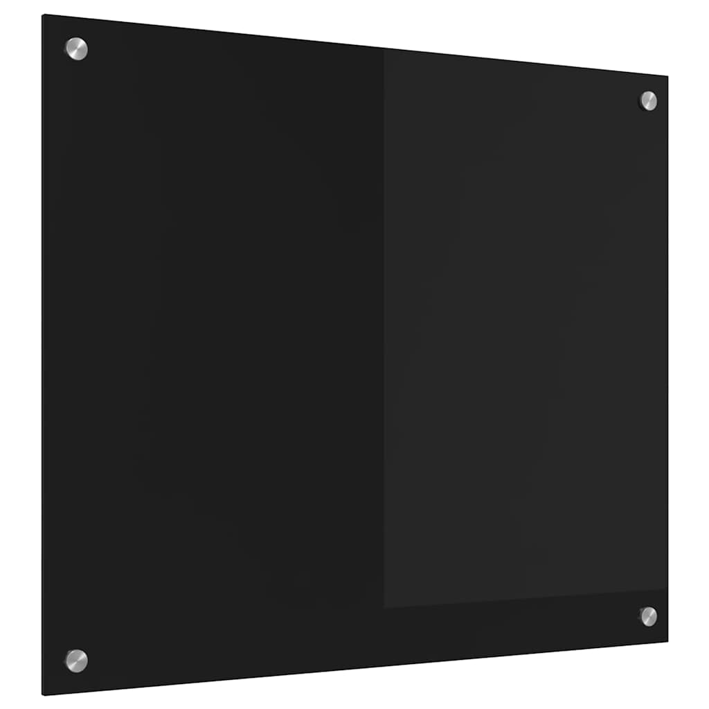 vidaXL Panel kuchenny Czarny 70 x 60 cm szkło hartowane