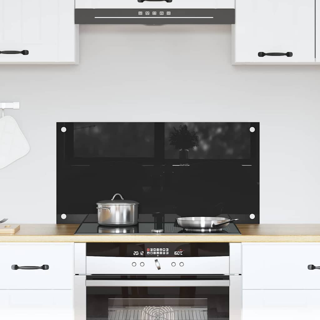 vidaXL Panel kuchenny Czarny 80 x 40 cm szkło hartowane