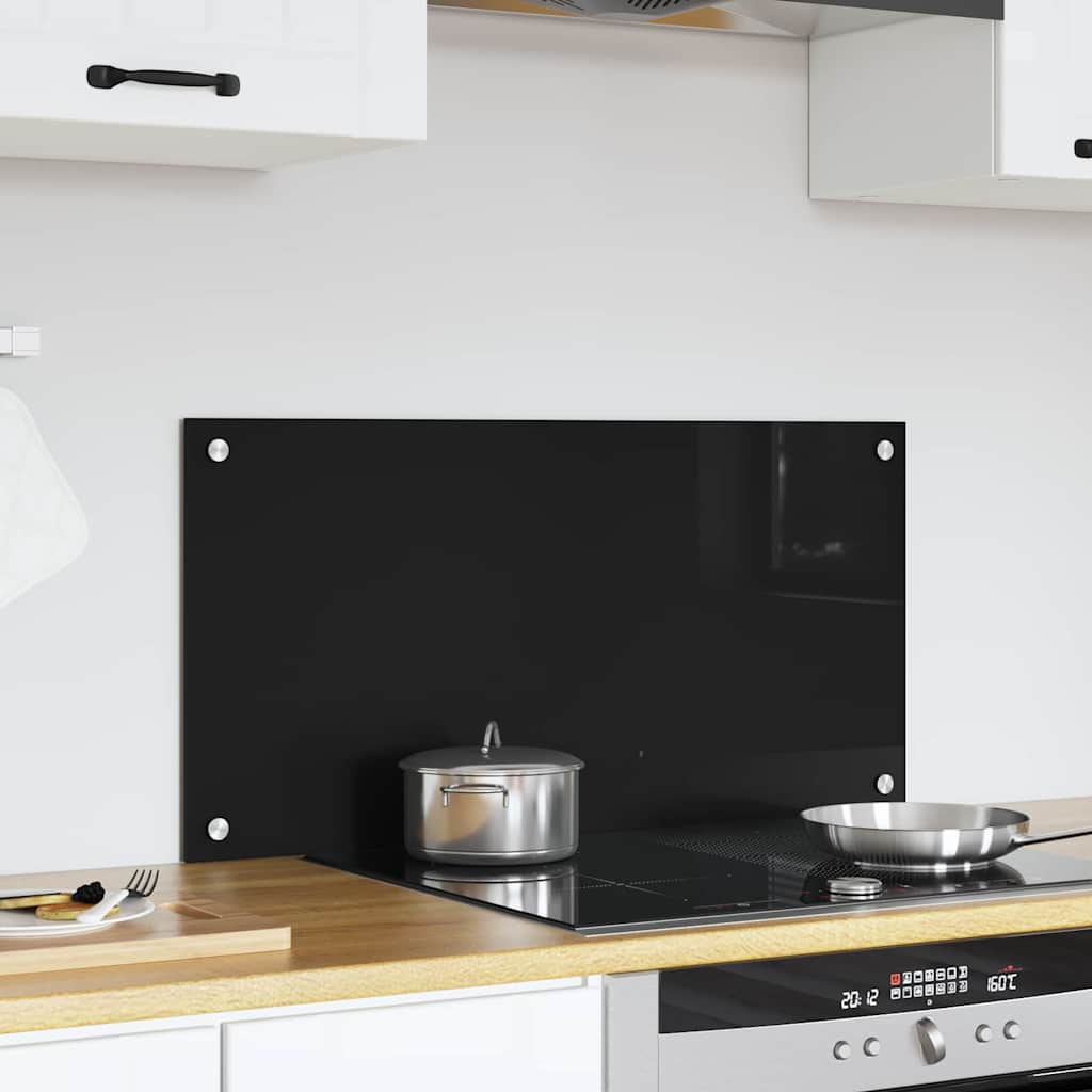 vidaXL Panel kuchenny Czarny 80 x 40 cm szkło hartowane