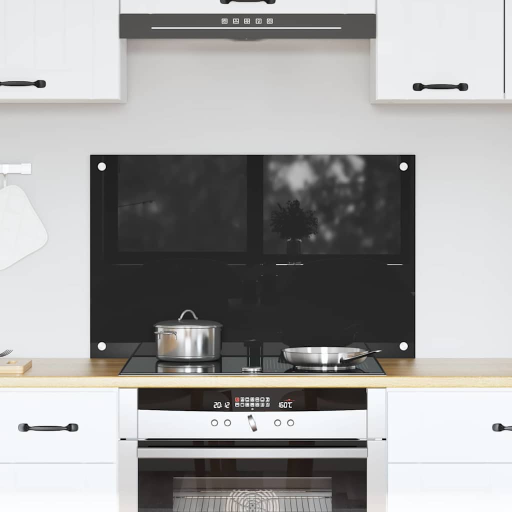 vidaXL Panel kuchenny Czarny 80 x 50 cm szkło hartowane