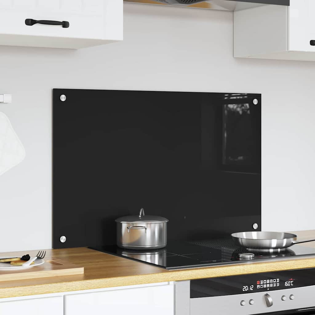 vidaXL Panel kuchenny Czarny 80 x 50 cm szkło hartowane