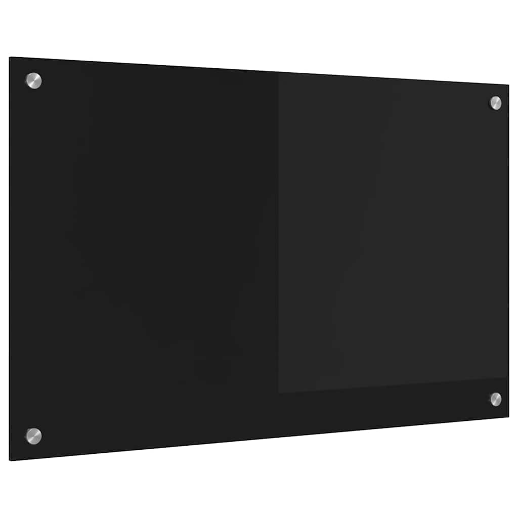 vidaXL Panel kuchenny Czarny 80 x 50 cm szkło hartowane