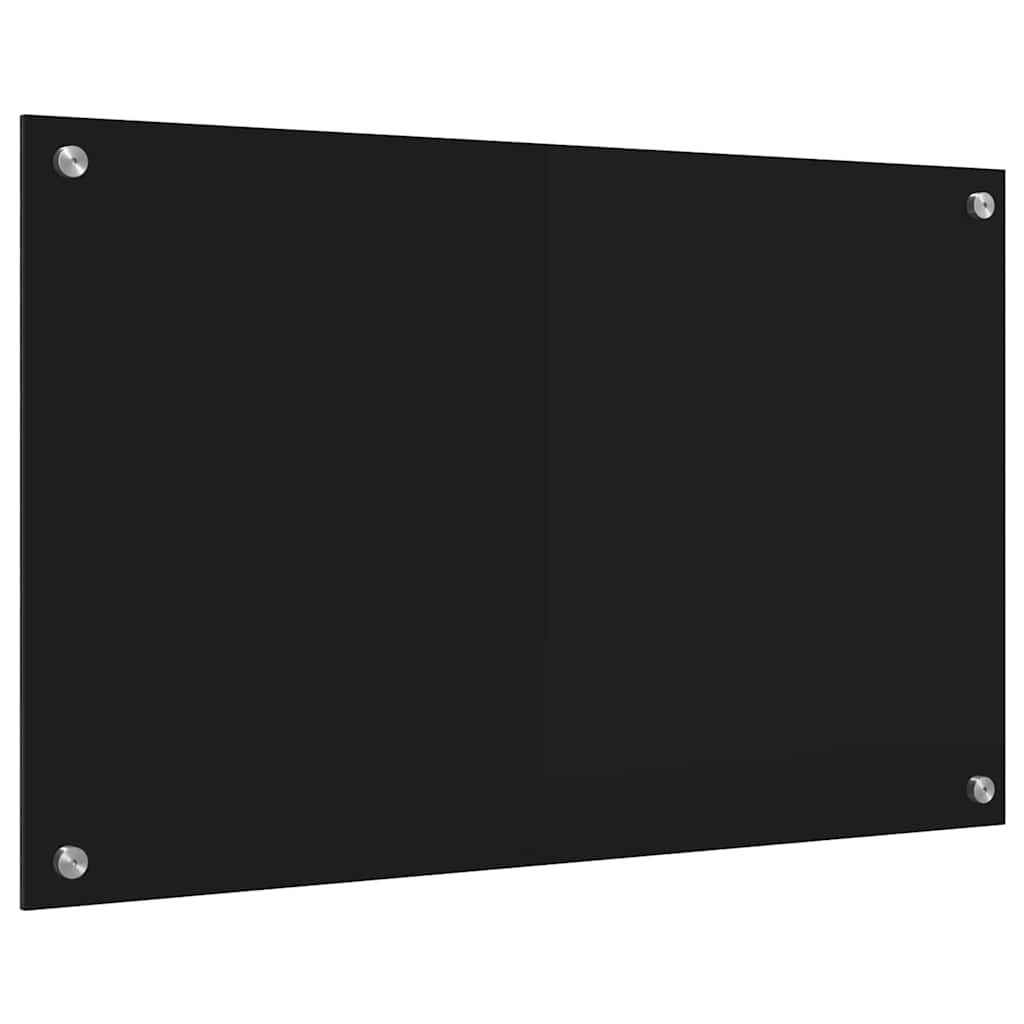 vidaXL Panel kuchenny Czarny 80 x 50 cm szkło hartowane