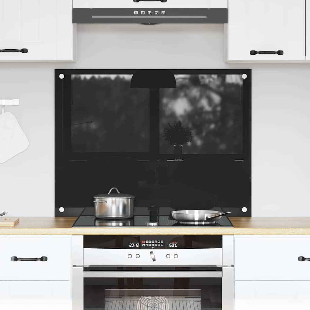 vidaXL Panel kuchenny Czarny 80 x 60 cm szkło hartowane