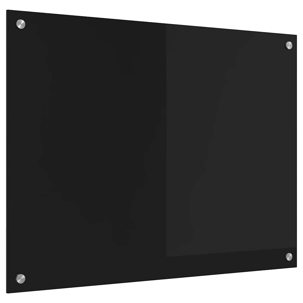 vidaXL Panel kuchenny Czarny 80 x 60 cm szkło hartowane