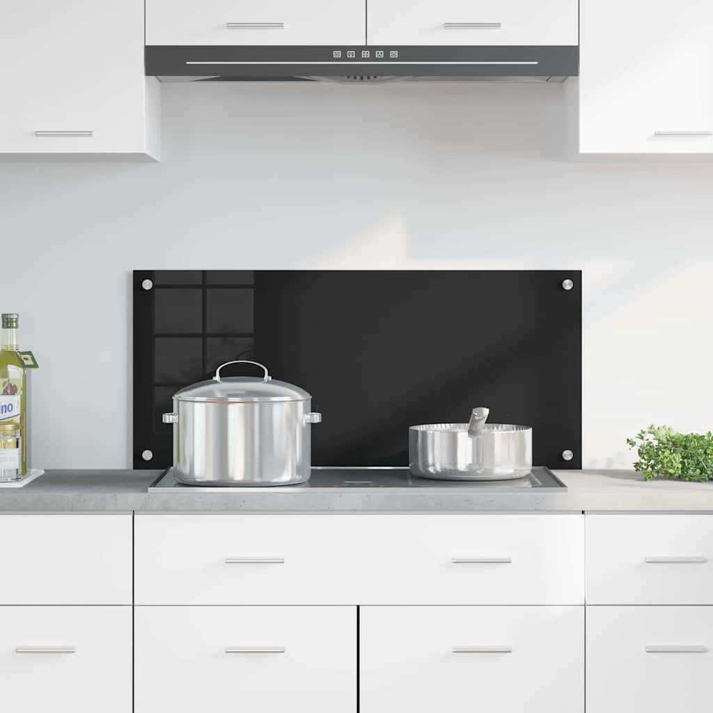 vidaXL Panel kuchenny Czarny 90 x 40 cm szkło hartowane
