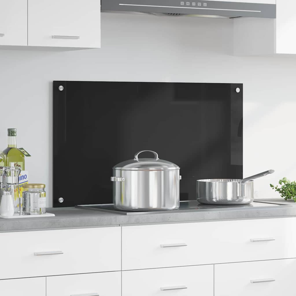vidaXL Panel kuchenny Czarny 90 x 50 cm szkło hartowane