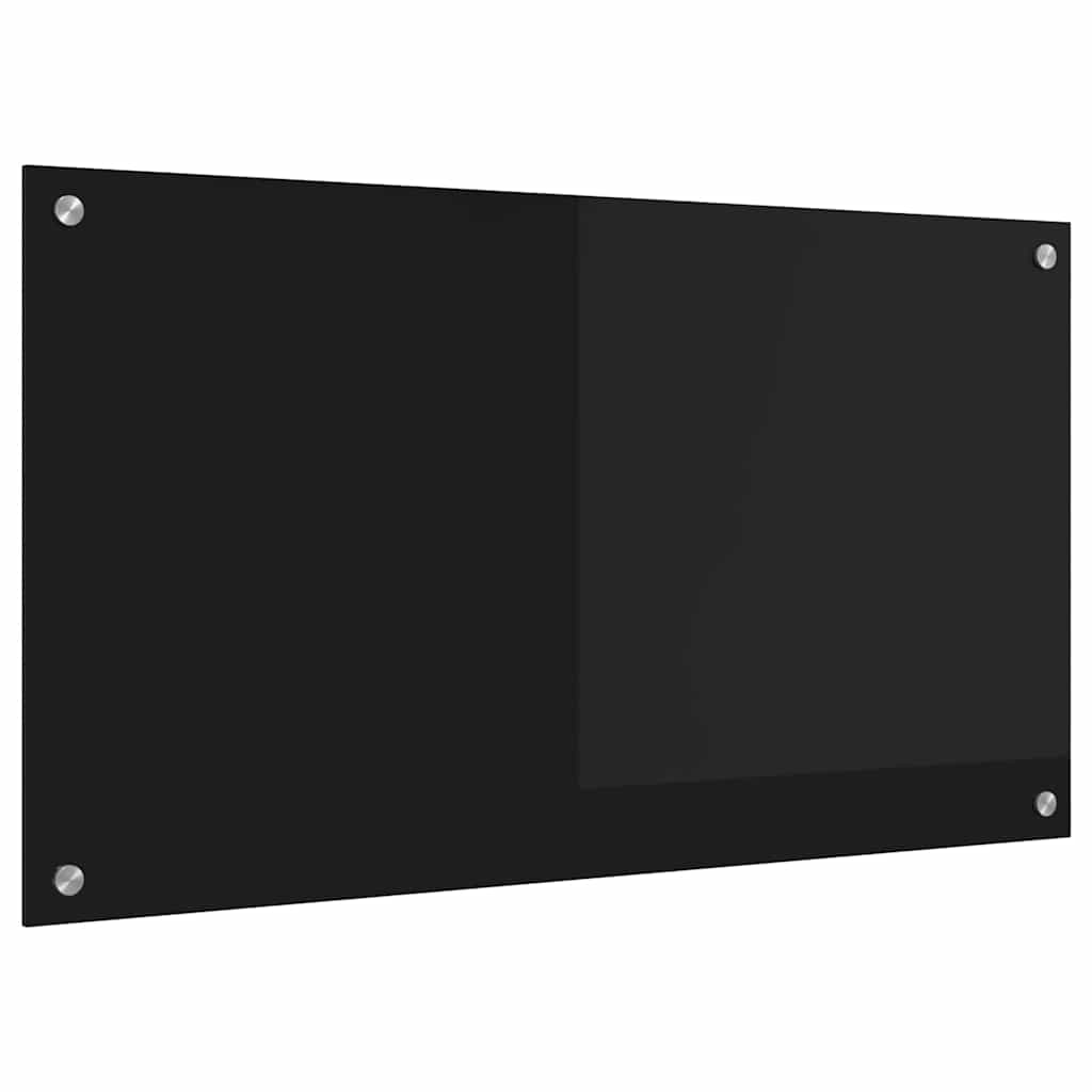 vidaXL Panel kuchenny Czarny 90 x 50 cm szkło hartowane