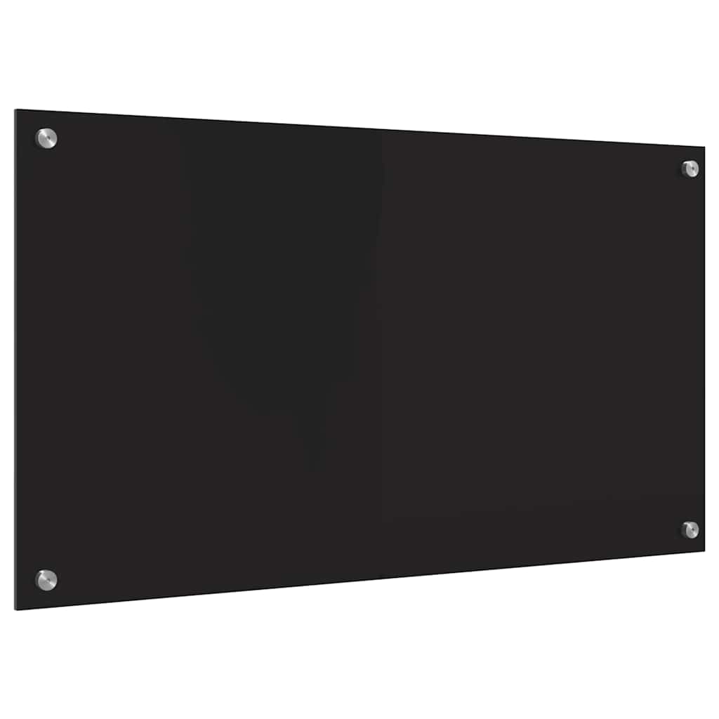 vidaXL Panel kuchenny Czarny 90 x 50 cm szkło hartowane