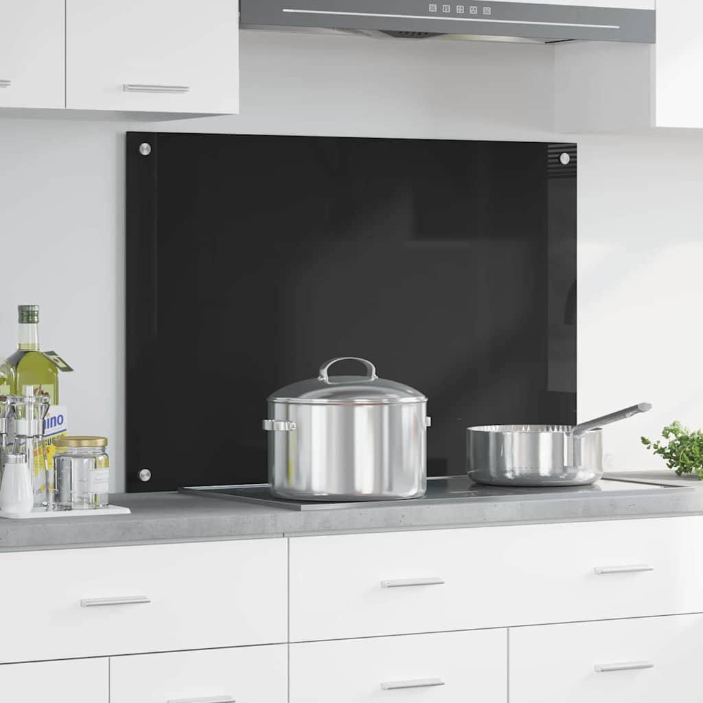 vidaXL Panel kuchenny Czarny 90 x 60 cm szkło hartowane