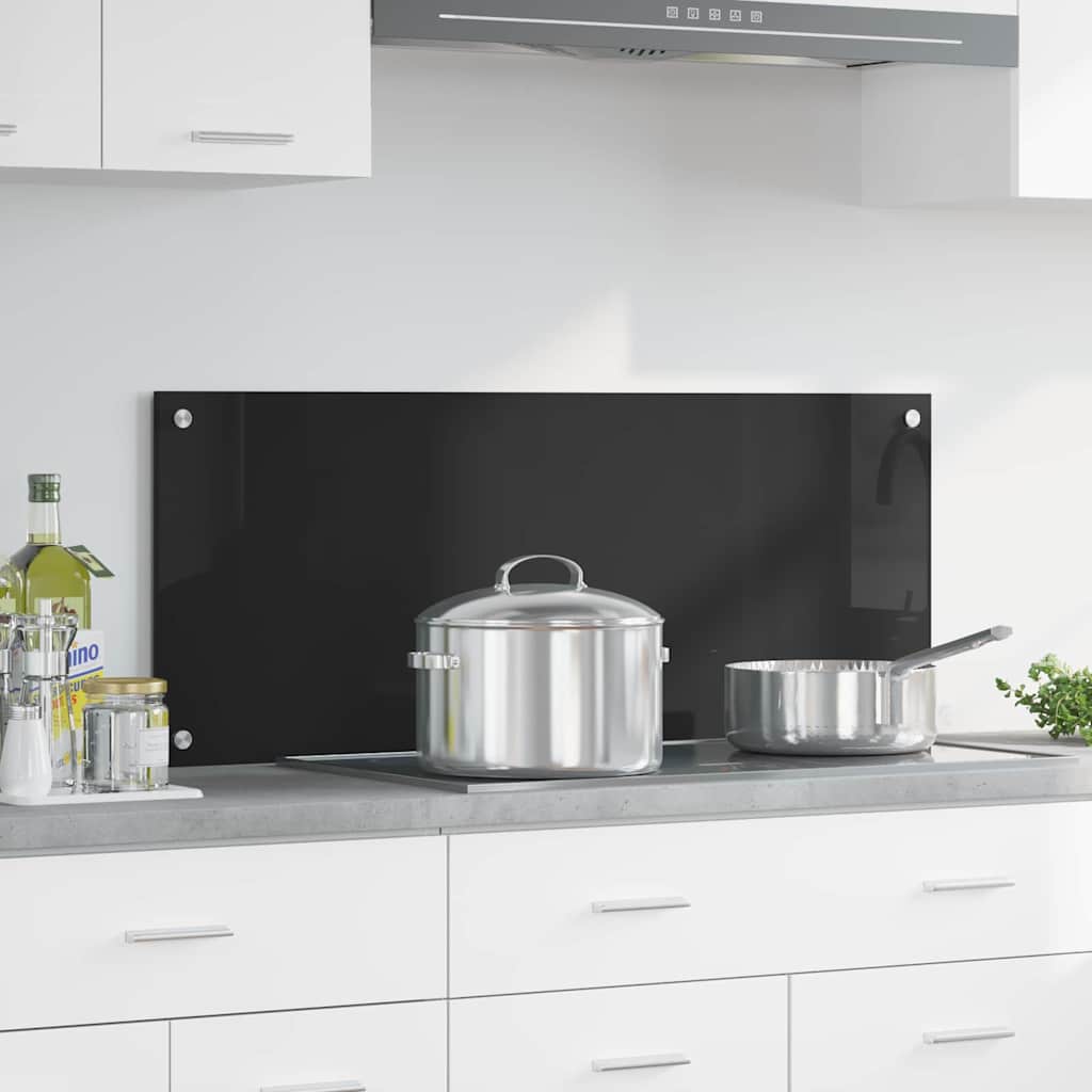 vidaXL Panel kuchenny Czarny 100 x 40 cm szkło hartowane