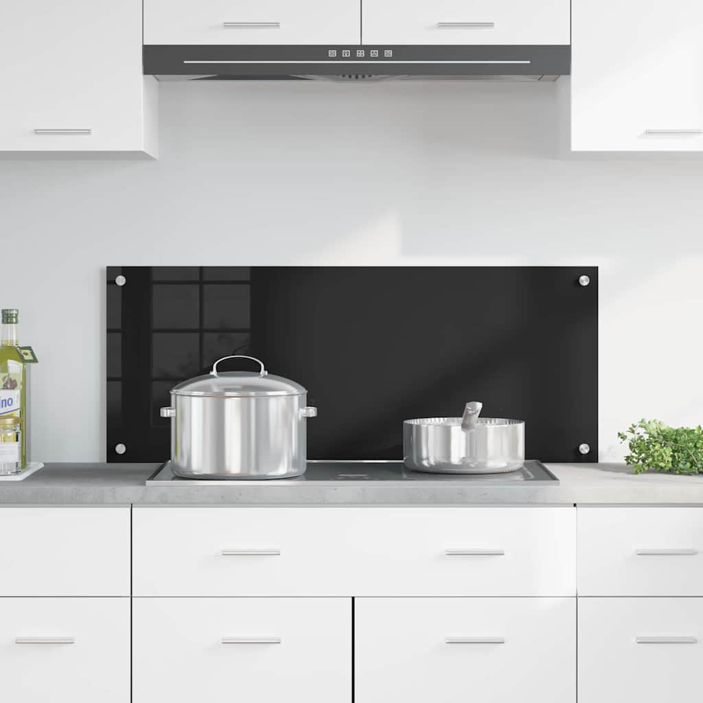 vidaXL Panel kuchenny Czarny 100 x 40 cm szkło hartowane