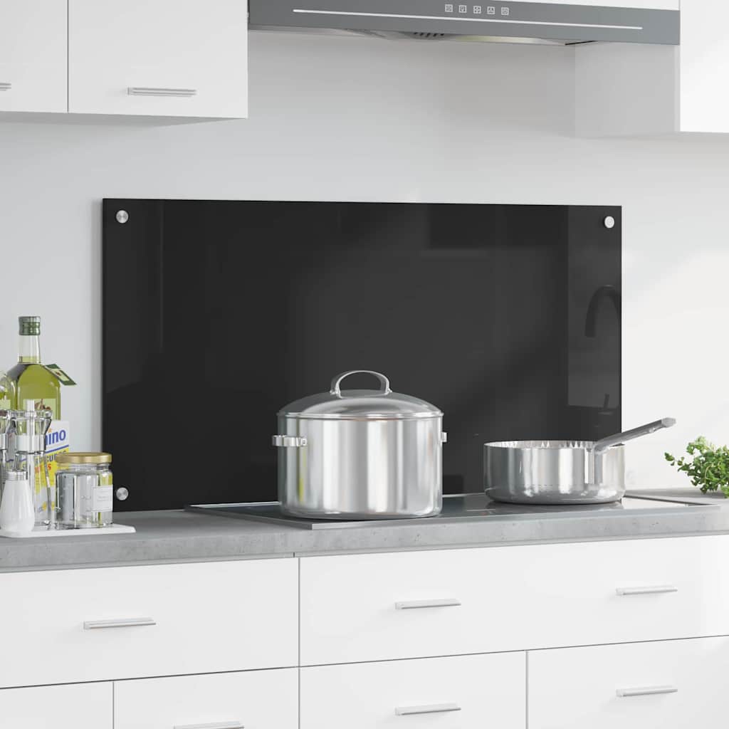 vidaXL Panel kuchenny Czarny 100 x 50 cm szkło hartowane