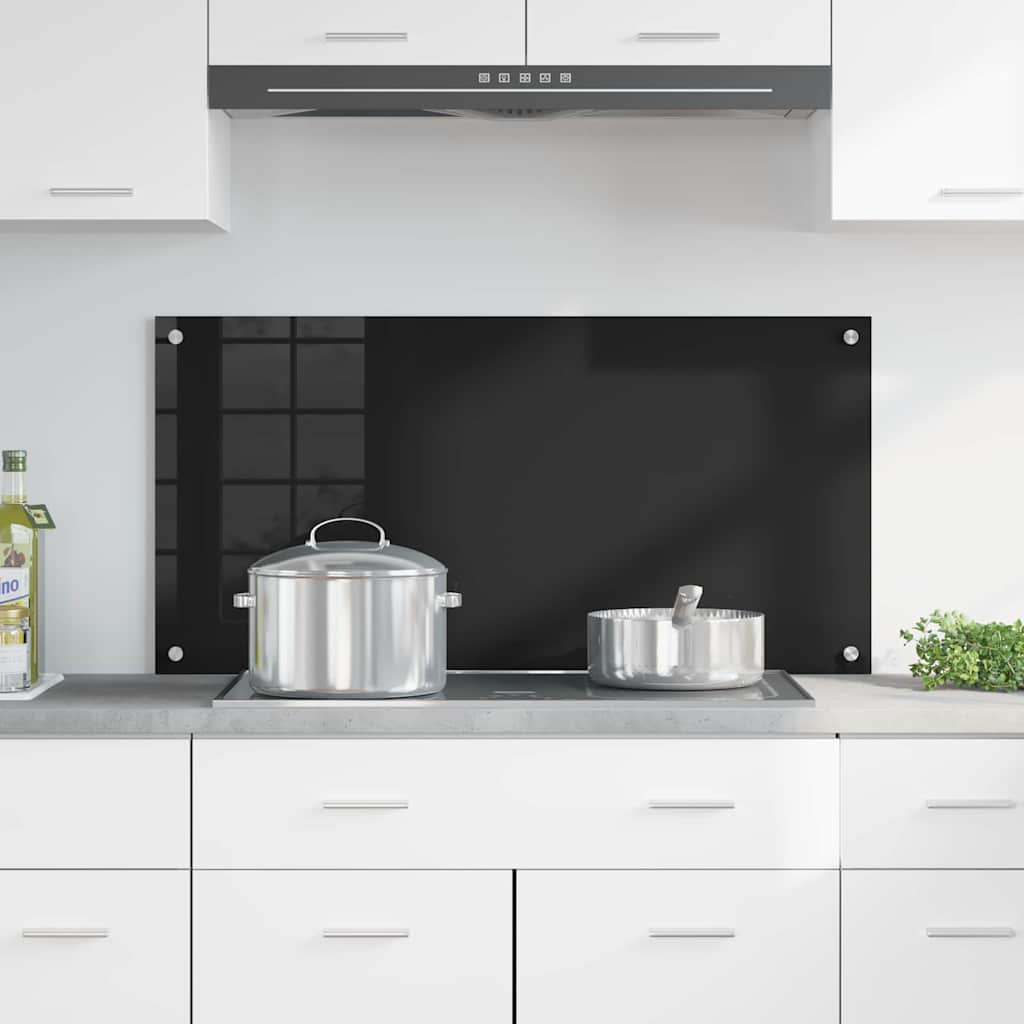 vidaXL Panel kuchenny Czarny 100 x 50 cm szkło hartowane