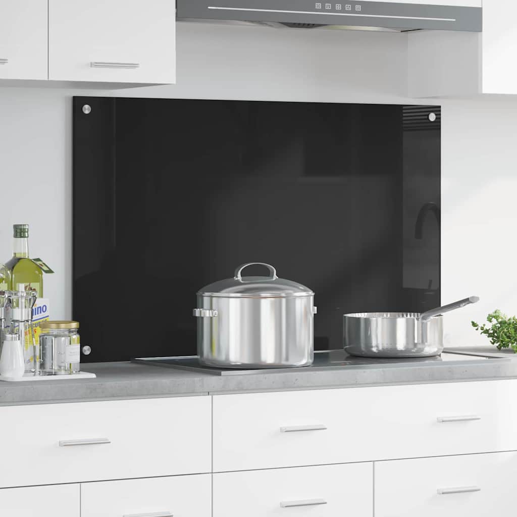 vidaXL Panel kuchenny Czarny 100 x 60 cm szkło hartowane