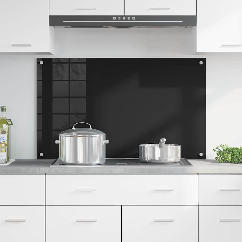vidaXL Panel kuchenny Czarny 100 x 60 cm szkło hartowane